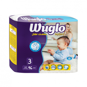 WUGLO Couches-culottes jetables pour bébé, super absorbantes, à surface sèche, en pâte fluff imprimée, respirantes, avec protection anti-fuites 3D, 100% Coton - Product Image 2
