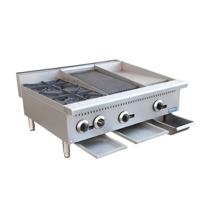 Certificat ETL Cuisinière à gaz commerciale Cuisinière à gaz à 2 brûleurs avec plaque de cuisson avec grill combi machines de cuisson industrielles - Product Image 4