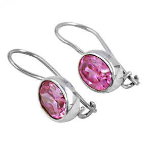 Pendientes Largos con Piedras Preciosas Rosa Plateadas para Mujer, Accesorio de Moda - Product Image 3