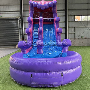 Tobogán Acuático Inflable <span class=keywords><strong>de</strong></span> Diseño Nuevo, Color Morado Rosado, Comercial, Tobogán Acuático Inflable para Niños - Product Image 1