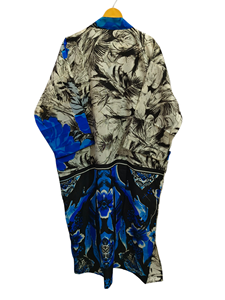 Túnica India Floral Seda Sari Kimono Vintage Sari Robe Suave Playa Fiesta Vestido Indio Hecho A Mano Seda Kimono - Product Image 4