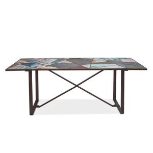 Venta al por mayor Mesa de comedor industrial hecha a mano con color reciclado de madera maciza y acabado de hierro Color de metal natural - Product Image 1