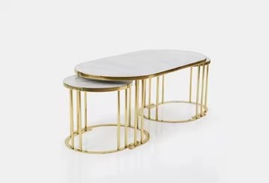 Ensemble de table basse moderne et élégant Netra Furniture Garantie de 2 ans Mobilier fonctionnel Verre Métal Acier MDF Bureau à domicile Villa - Product Image 4