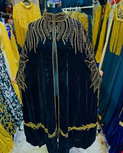 Handcrafted <b>Wedding</b> Velvet Bridal <b>Cape</b> With Crystal Embroidery and Lace Decoration Perfect Party Style for Your Bridal Look - Product Image 2