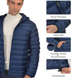 Chaqueta sin mangas acolchada de invierno con cremallera ligera personalizada para hombre, producto al por mayor con capucha y tela cálida - Product Image 3