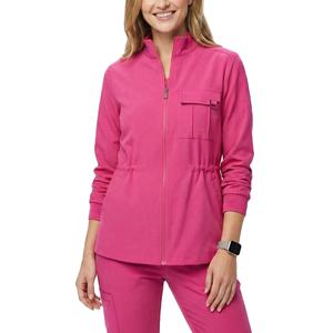 Blouson de travail personnalisable pour femmes, entièrement zippé, col montant, taille ajustée, pour le personnel infirmier et médical, vente en gros - Product Image 1