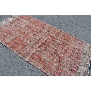 Alfombra turca roja Vintage de 4,3x8,4 pies, área grande, lana de algas marinas, diseño de pasillo rectangular para el hogar, sala de estar, látex de 10mm - Product Image 2