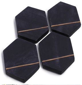 ชุดแผ่นรองแก้วหินอ่อนสีขาวทรงกลมลายเส้นสีทองมีจำหน่ายในราคาขายส่ง - Product Image 2