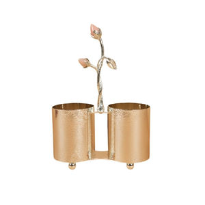 Tazón de Servir Doble de Metal Hecho a Mano, Moderno y de Lujo, con Elegante Diseño de Hojas en el Asa, para Frutos Secos, Dulces, Dátiles y Salsas - Uso en el Hogar y Restaurantes - Product Image 6