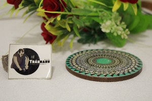 Promocional Traditional Pvt Ltd Accesorios de mesa Posavasos de madera recubiertos de esmalte Papel de piedra impreso Pizarra Bebidas Hogar Oficina - Product Image 3