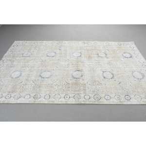 Alfombra Vintage, Alfombra Turca de 5,1x8,4 pies, Alfombra de Lana a Rayas Blancas y Azules - Product Image 2