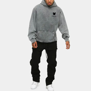 Meilleure vente sweats à capuche délavés à l'acide pour hommes 100% coton Design de haute qualité Motif solide pour Streetwear d'hiver - Product Image 2
