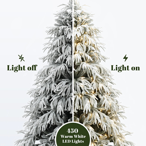 Árbol de Navidad de Lujo Preiluminado con Luces LED de 6.5 Pies, Ramas Nevadas Blancas, Árbol de Navidad con Copos de <span class=keywords><strong>Nieve</strong></span> de PE y PVC para Decoración Navideña - Product Image 5