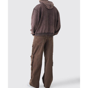 Sweat-shirt à capuche en molleton de coton épais pour homme, délavé à l'acide, avec poche kangourou, style streetwear décontracté - Product Image 2