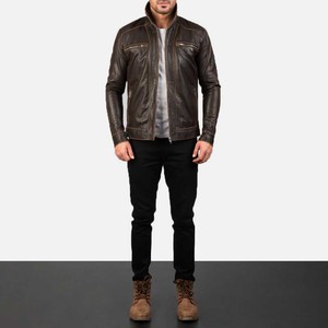 New Design Leather <b>Jacket</b> Men 2026 Custom Genuine Leather Outerwear OEM <b>Biker</b> Style Streetwear Fashion Bulk <b>jacket</b> for men - Product Image 3