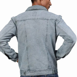 Veste en jean streetwear pour homme de haute qualité 2025, bleu délavé personnalisé avec des designs OEM, coupe-vent respirant pour l'hiver - Product Image 2