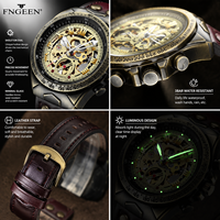 Montre-bracelet mécanique automatique pour homme, 41 mm, bracelet en cuir, aiguilles lumineuses, résistance à l'eau 3 BAR, montre de luxe pour homme, style business