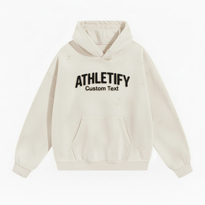 Sudadera con Efecto Desgastado para Hombre con Detalles Desgarrados, Impresión Digital y Acabado Lavado, Sudadera Informal de Estilo Urbano, Mezcla de Algodón, Corte Holgado - Product Image 1