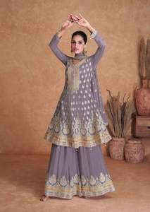 Buena calidad nuevo 2023 diseñador fiesta desgaste Real Chinon Salwar Kameez con Dupatta con bordado trabajo compras en línea India - Product Image 2