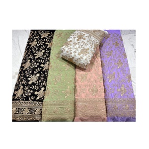 ผ้าทอจอร์เจียผสม zari และผ้าทำงานสำหรับทำสูทจากผู้จำหน่ายชาวอินเดีย - Product Image 1