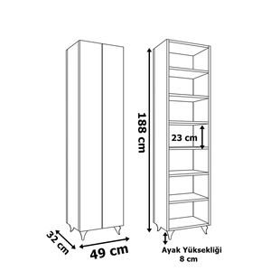 Mueble Multiusos de Cocina y Baño Selen Atlantic Pine Wood con 7 Estantes, Despensa de 2 Puertas, Zapatero y Almacenamiento que Ahorra Espacio - Product Image 3