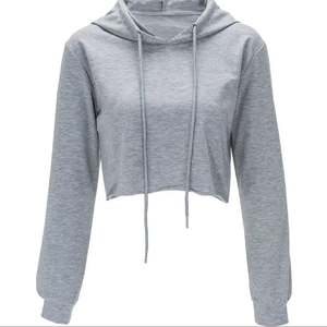 Sudadera con capucha corta de moda para mujer, informal, mezcla de algodón suave, proveedor de impresión de logotipo OEM - Product Image 5