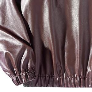 Vestes unisexe en cuir PU Logo personnalisé Poches élastiques à fermeture éclair Poignets côtelés Veste en simili cuir Top RTS Seller - Product Image 4