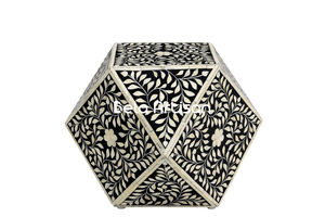 Taburete de Resina de Lujo Hecho a Mano con Incrustaciones, Mesa Auxiliar de Madera de Diseño Moderno con Incrustaciones de Nácar para Decoración de Almacenes - Product Image 3