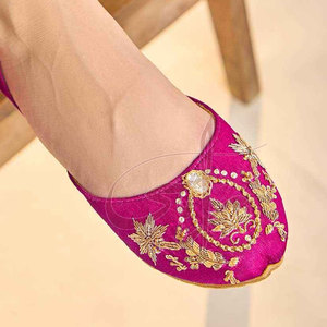 Al por Mayor, Precio Bajo, Khussa para Mujer, Color Rosa, Antideslizante, Estampado, Nueva Llegada, Parte Superior de Terciopelo de Alta Calidad - Product Image 5