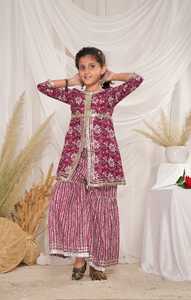 ชุดเดรสพื้นเมืองสำหรับเด็กผู้หญิงมาใหม่ชุดสูทเคอร์ตาชาราราอินเดียผ้าคอตตอนสำหรับงานแต่งงานและงานปาร์ตี้ - Product Image 3