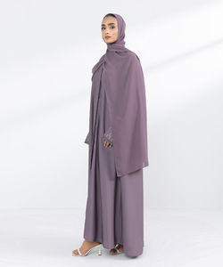 Ropa Islámica de Manga Larga de Color Negro Sólido, Hiyab Musulmán para Mujer, Abaya Musulmana Estampada, Vestido Informal de Manga Larga, Abaya de Talla Grande - Product Image 2