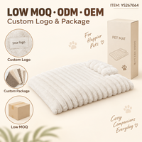 Matelas pour animaux de compagnie rectangulaire en peluche côtelée blanc cassé Yangyangpet avec oreiller pour chats et chiens