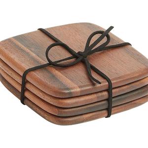 Acacia Wooden Coasters, One Size, Natural Wooden Tea Cup Coaster Coffee Drinks <b>Placemat</b> - Product Image 2