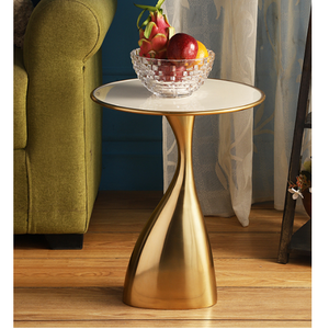 Table d'appoint en métal fini brillant de style moderne Table d'appoint ronde de coin de salon à motif Mobilier pour maison, hôtel, restaurant, café - Product Image 3