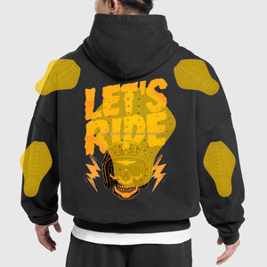 Nouvel Arrivage – Sweat à Capuche Moto en Kevlar à Grandes Imprimées, Grammage Lourd 370 GSM, Coupe Oversize, avec Protections Moto Niveau 2 - Product Image 1