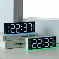 Réveil numérique LED Huayang 7702 avec lumière ambiante RVB, chargement USB, double alarme, date, semaine, horloge de bureau à intensité réglable