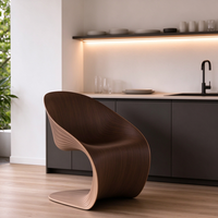 Chaise de loisirs ergonomique en bois courbé lisse, design paramétrique style berceau nordique, chaise en bois courbé en forme de C pour hôtel et club-house