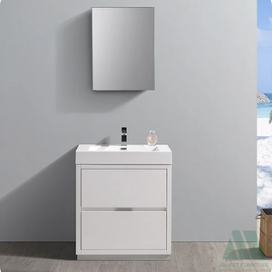 อ่างล้างมือในห้องน้ำทำจากไม้พร้อมกระจก LED ดีไซน์ที่มีประสิทธิภาพสำหรับผลิตภัณฑ์ขายส่ง - Product Image 1