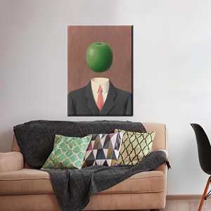 Toile imprimée : Impression d'art abstrait « Homme avec tête de pomme », encadrée pour galerie - Product Image 1