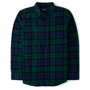 Mens Dad and Me 100% Cotton Plaid Flanelle Stand Collar Button up Casual Shirt Waterproof Tailles 6XL et 3XL Disponibles-Noir - Product Image 1