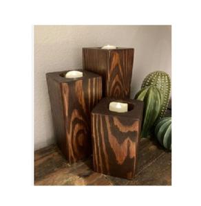 Juego de alta calidad de 2 candelabros de madera Decoración única para el hogar para cualquier estilo Durable y fácil de limpiar - Product Image 5