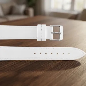 Luxury Unisex 8XL White Genuine Leather Smartwatch Band Stainless Steel Buckle Adjustable <b>Watch</b> Strap <b>Watch</b> Bands <b>Watch</b> Part - Product Image 5