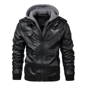 Plus Size <b>Men's</b> Winter Woolen <b>Leather</b> Bomber <b>Jacket</b> Single Breasted Casual Stand Collar Slim Fit <b>Jacket</b> Zipper <b>Brown</b> - Product Image 2