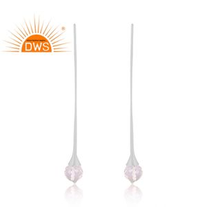 Pendientes colgantes de plata de ley fina hechos a mano con cristal de cuarzo natural, joyería personalizada para mujer, regalo para ella. - Product Image 2