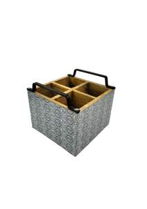 Modern Wooden Multifunctional Cutlery Organizer Enamel Print Metal Handles Tabletop <b>Utensil</b> <b>Holder</b> Fork Spoon Knife Napkin - Product Image 3