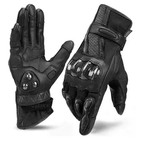 Gants de protection en cuir pour moto, imperméable, unisexe, imperméable, écran tactile, pour motocyclette, pour course de vélo, hiver