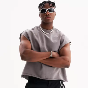 Camiseta sin mangas boxy de peso pesado de alta calidad, camisetas sin mangas con estampado de logotipo personalizado para hombre, camiseta de gran tamaño para hombre - Product Image 5