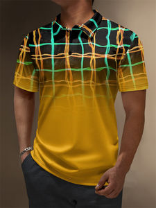 Jersey sólido antiarrugas con estampado de transferencia de calor para hombre, camisas informales con botones de negocios a la moda, camisas de manga corta transpirables para camisa - Product Image 5