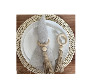 Style Rond de serviette en perles de bois Farmhouse Rond de serviette fait main avec perles de bois pour la décoration de table de mariage - Product Image 3