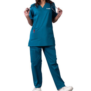 Ensemble d'uniformes d'hôpital extensibles de nom personnalisé de haute qualité/costume de gommage de cou en V d'uniforme médical/gommages d'allaitement pour les femmes - Product Image 1